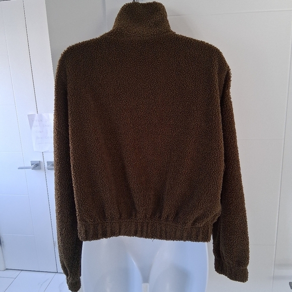 Simons Icone/ Olive Green Quarter-Zip Pullover Sweater/ Cropped/ Size US M - Picture 3 of 12